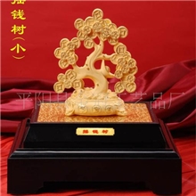 供应绒沙金工艺品，摇钱树，招财工艺品，五福金桶，