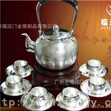 【商务礼品】热销可定制纯银茶具批发纯银茶具拉丝纹银壶