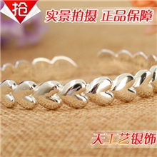 天工艺银饰s999纯银千足银饰品现货供应批发厂家爱心手镯
