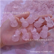 天然粉水晶小狐狸吊坠狐仙挂吊坠招桃花防小三尾单处理