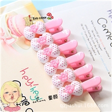 批发韩国版发头饰品儿童宝宝树脂波点蝴蝶结发夹边夹发卡塑料抓夹