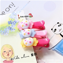 批发韩国版发头饰品儿童宝宝树脂三色糖果塑料发夹发卡抓夹刘海夹