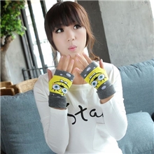 2013厂家直销进口韩国时尚淑女卡通针织保暖半指手套批发