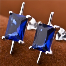 正品925纯银韩版耳钉仲夏夜之星林志颖放羊的星星深海蓝男士耳环