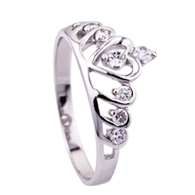 外贸戒指批发订做皇冠钻戒正品925纯银皇冠戒指女士食指环戒子