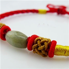 本命年天然玉石转运珠加线球纯手工纺织大号加粗红绳批发