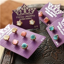 欧美韩版外贸原单大牌批发Fancy时尚天然猫眼石花朵耳钉代发货