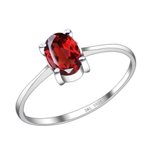 天然石榴石戒指批发925纯银饰品酒红石榴石女戒简单款