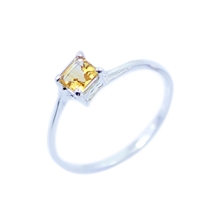 批发厂家直销925银镀白金镶天然黄水晶戒指女戒指