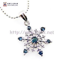 翩翩爱你正品宝石首饰925银天然蓝宝石吊坠/项坠饰品