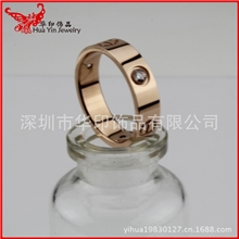 韩版时尚玫瑰金戒指情侣戒指钛钢指环尾戒