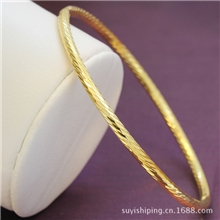 金色手镯24K镀黄金手镯女仿金手镯子沙金新娘婚礼首饰镀金手镯