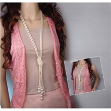 厂家直销毛衣链长款仿珍珠项链毛衣链打结流苏毛衣链批发