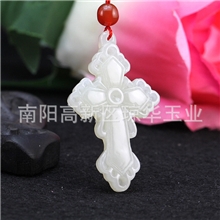 厂家供应白玉十字架十字架批发天然白玉耶稣十字架挂件