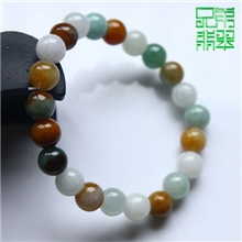 兄弟翡翠手链批发，翡翠三彩圆珠女士手链厂家批发直销，正品a货