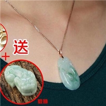 兄弟翡翠缅甸翡翠吊坠冰种飘花如意翡翠送貔貅男女包邮带证书
