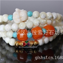 大量批发天然108颗砗磲佛珠手链佛牌手链带佛头雕刻手链