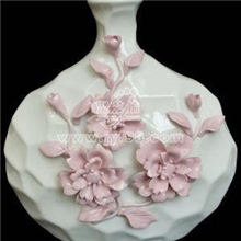 陶瓷工艺品/摆件/花瓶/捏花花瓶摆件/高温瓷捏花瓶大丽花CBJ154F