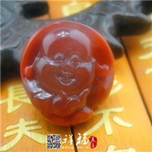 祥福美玉凉山美姑南红玛瑙精雕米勒佛挂坠热批中...