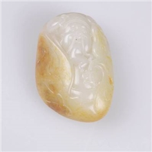 扬州品尚玉器行~皓雅~新疆和田籽玉财神（有原皮）扬州玉器