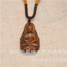 千年乌木金丝楠木佛像挂件/木雕释迦牟尼吊坠/木质项链/乌木麻柳
