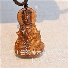 千年碳化乌木金丝楠木观音胸挂/木雕观音吊坠/木质项链