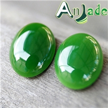 3A级俄罗斯和田碧玉戒面蛋面12x16菠菜绿精品AJ0132