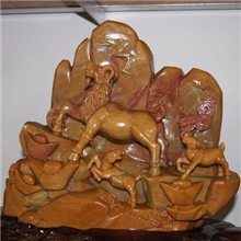 厂价直销广西岑溪金砂玉水料雕件----三阳开泰