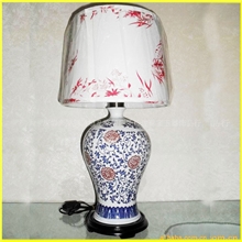 供应陶瓷台灯青花瓷台灯中式花瓶台灯布艺手绘灯罩陶瓷台灯