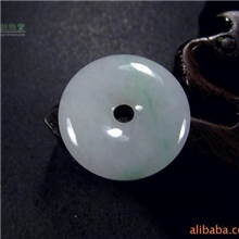 缅甸玉器丝绿飘花A货翡翠平安扣