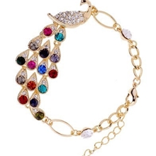 供应韩版七彩水晶孔雀手链魅力天使高档手链首饰批发