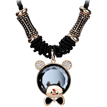 韩版时尚秋冬新款迪斯尼汤姆水晶熊长款项链毛衣链批发丽银