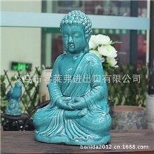 厂家直销复古陶瓷佛像冰裂纹陶瓷玄关摆件欧式地中海原创设计
