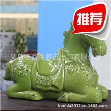 厂家直销欧式地中海复古陶瓷客厅马摆件冰裂纹陶瓷原创设计