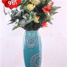 厂家直销地中海复古花插陶瓷花瓶冰裂纹花器玄关摆件欧美设计