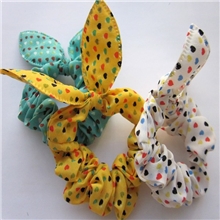 头饰品批发淘宝爆款韩版兔耳朵弹力发圈桃心圆点