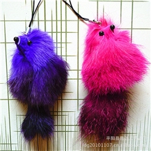 韩版饰品批发时尚手机挂件小彩狐狸毛挂件纯手工工艺品批发