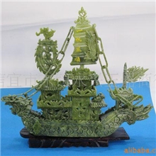 玉质帆船答谢客户礼品玉雕龙船摆件乘风破浪运筹帷幄决胜千里