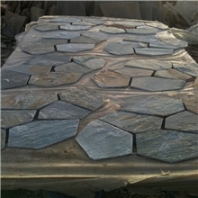 优质冰裂纹黄木文不规则碎拼石材完美拼装厂家专业生产黄白色