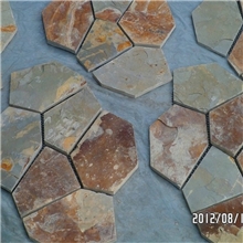 碎拼石材黄锈板网贴质量保证供应量大价格合理