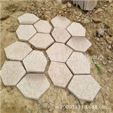 樱花红冰裂纹石材莱州红荔枝地面不规则碎拼专业加工