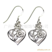 心形925银耳环首饰饰品批发