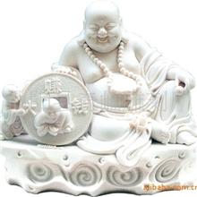 供应天然汉白玉石雕弥勒佛，关公，天王，人物石雕等