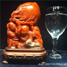 寿山石童子祝寿摆件