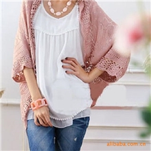 2013秋季外套韩版镂空加大码加肥披肩外套针织衫淑女开衫0002