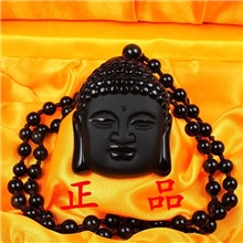 缘美珠宝天然黑曜石释迦摩尼佛头吊坠雕工精美辟邪挡煞正品