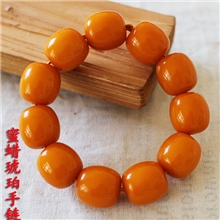 缘美珠宝天然鸡油蜜蜡手链琥珀手链颜色亮丽温润亮泽招财辟邪