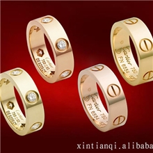 螺丝钉宽版戒指陈冠希系列情侣款玫瑰金钛钢戒指厂家首饰批发