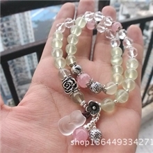厂家直销天然葡萄石刻面白水晶款式手链/狐狸/马粉/925银配/8mm