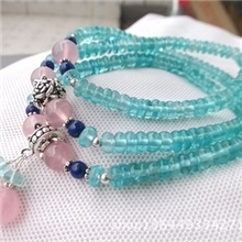 厂家定批天然磷灰石款式（浅色系）5mm盘珠925泰银马粉青金石